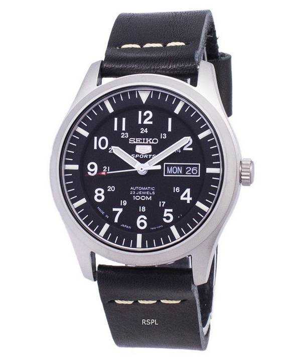 Seiko 5 Sports SNZG15J1-LS14 Orologio da uomo con cinturino in pelle nera made in Giappone