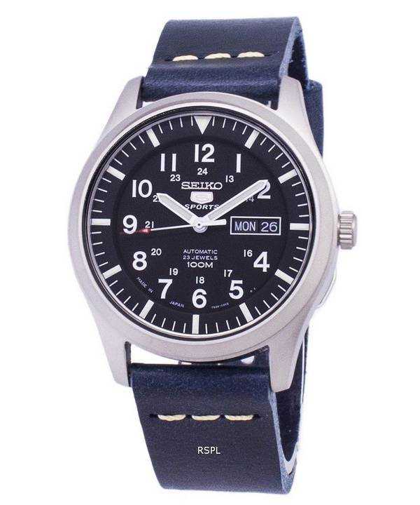 Seiko 5 Sports SNZG15J1-LS15 Orologio da uomo automatico cinturino in pelle color blu scuro