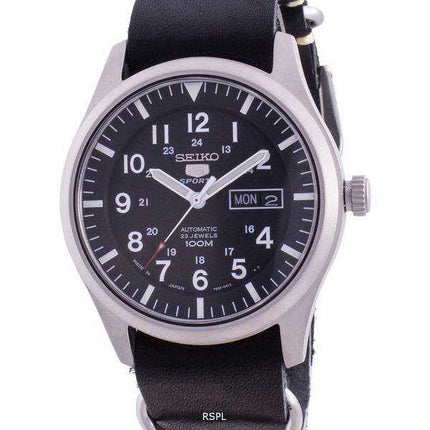 Orologio da uomo automatico Seiko 5 con quadrante nero SNZG15J1-var-LS19 100M