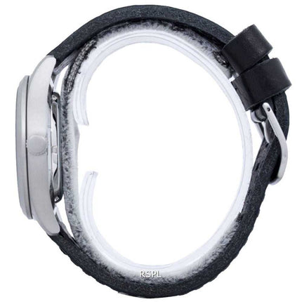 Orologio da uomo automatico in pelle con quadrante nero, marca SNZG15J1-LS8