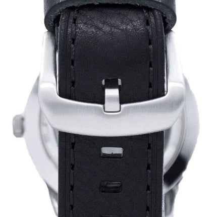 Orologio da uomo automatico in pelle con quadrante nero, marca SNZG15J1-LS8