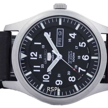 Orologio da uomo automatico in pelle con quadrante nero, marca SNZG15J1-LS8