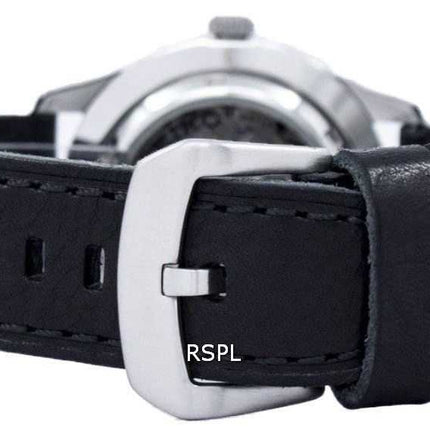 Orologio da uomo automatico in pelle con quadrante nero, marca SNZG15J1-LS8