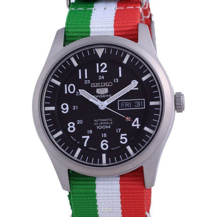 Orologio da uomo automatico Seiko 5 Sports in poliestere SNZG15J1-var-NATO23 100M