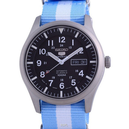 Orologio da uomo automatico Seiko 5 Sports in poliestere SNZG15J1-var-NATO24 100M