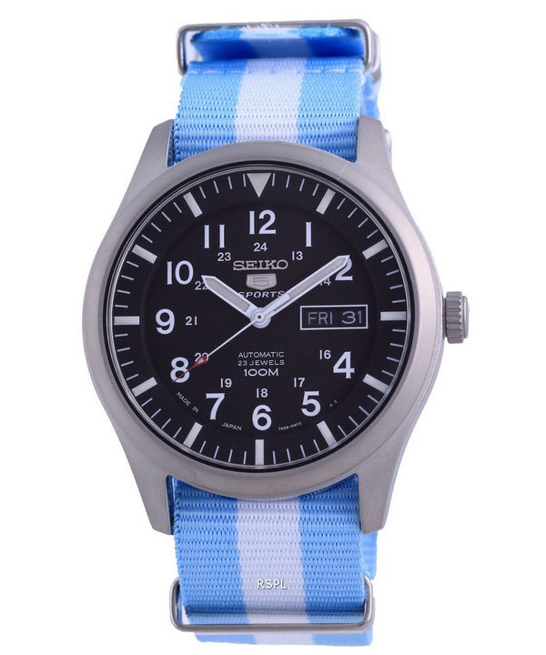 Orologio da uomo automatico Seiko 5 Sports in poliestere SNZG15J1-var-NATO24 100M
