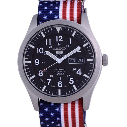 Orologio da uomo automatico Seiko 5 Sports in poliestere SNZG15J1-var-NATO27 100M