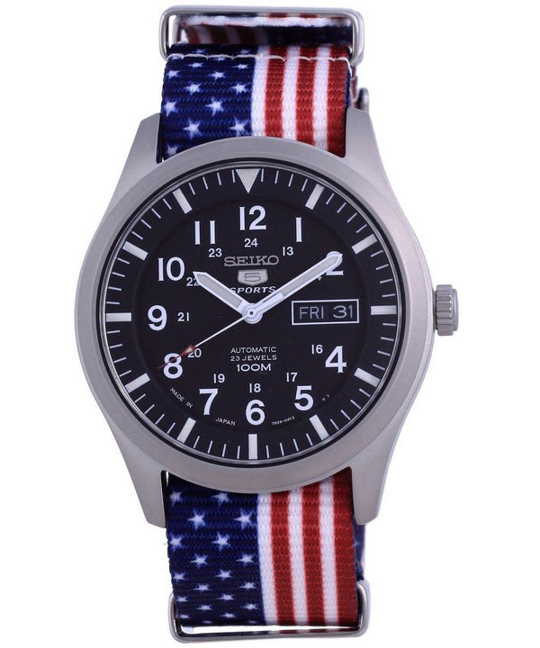 Orologio da uomo automatico Seiko 5 Sports in poliestere SNZG15J1-var-NATO27 100M