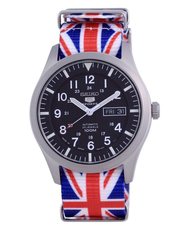 Orologio da uomo automatico Seiko 5 Sports in poliestere SNZG15J1-var-NATO28 100M