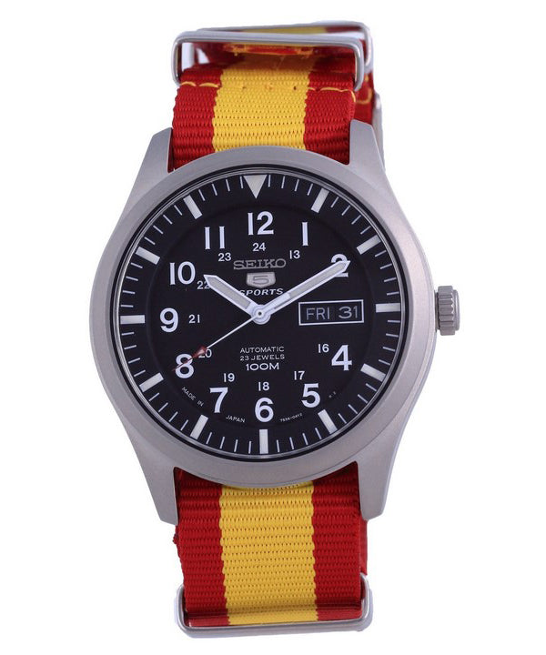 Orologio da uomo automatico Seiko 5 in poliestere SNZG15J1-var-NATO29 100M