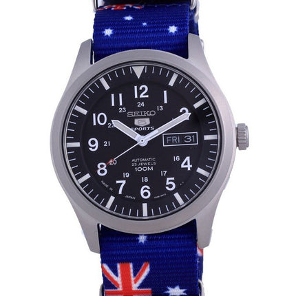 Orologio da uomo automatico Seiko 5 Sports in poliestere SNZG15J1-var-NATO30 100M