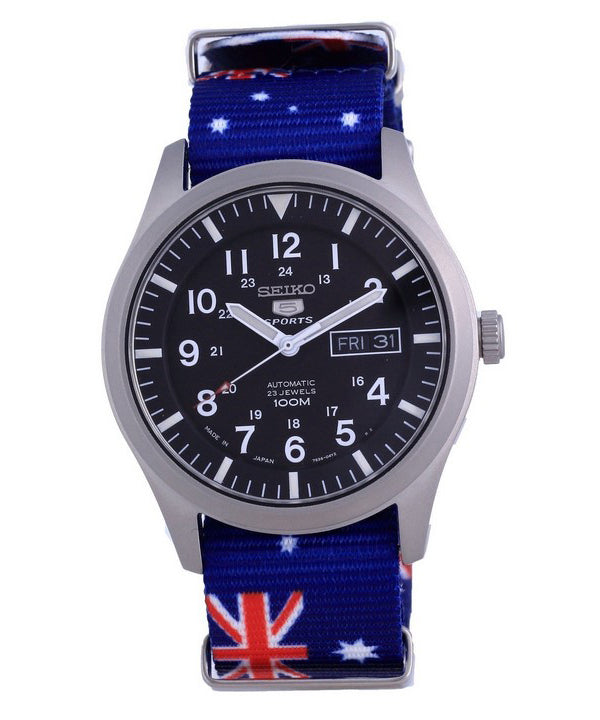Orologio da uomo automatico Seiko 5 Sports in poliestere SNZG15J1-var-NATO30 100M