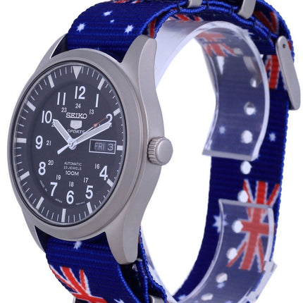 Orologio da uomo automatico Seiko 5 Sports in poliestere SNZG15J1-var-NATO30 100M