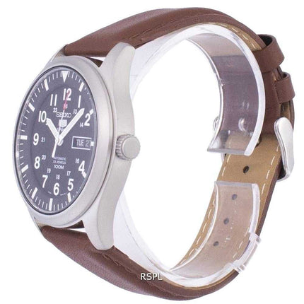 Orologio da uomo con quadrante automatico in pelle marrone Seiko 5 Sport SNZG15K1-LS12