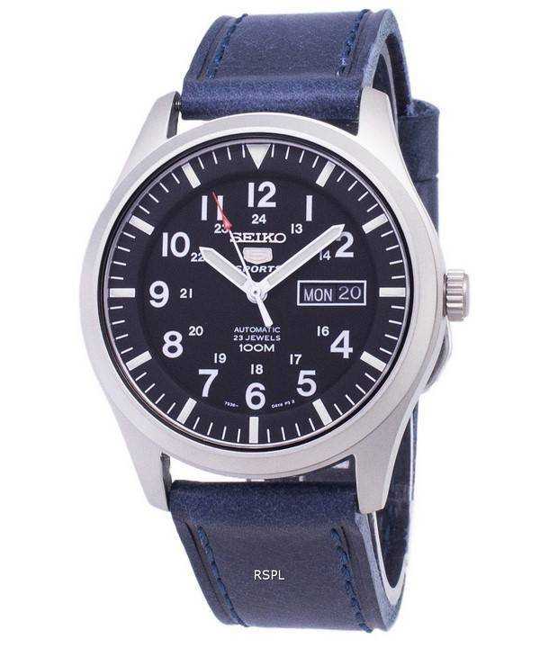 Seiko 5 Sports SNZG15K1-LS13 Orologio da uomo automatico cinturino in pelle blu scuro