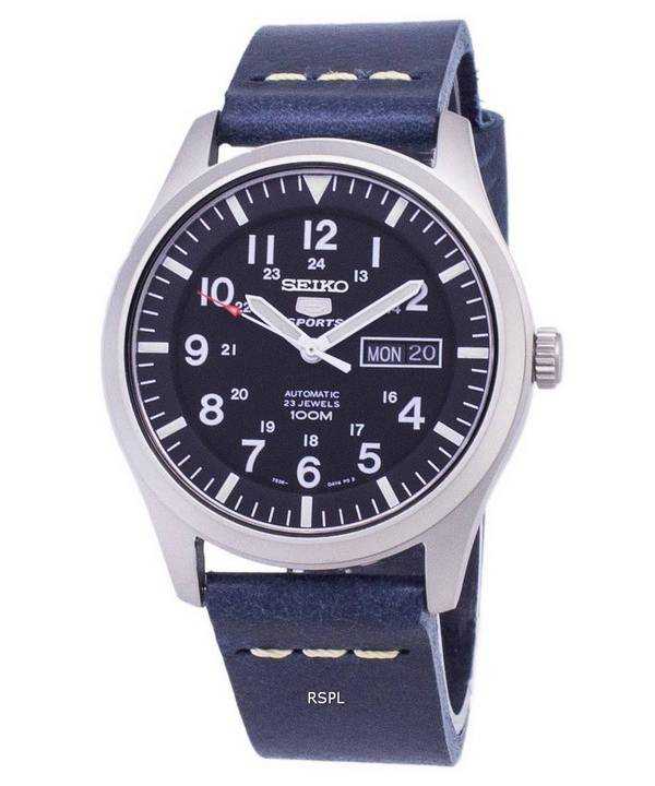 Seiko 5 Sports SNZG15K1-LS15 Orologio da uomo automatico cinturino in pelle blu scuro