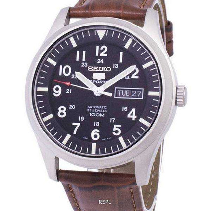 Orologio da uomo con quadrante automatico in pelle marrone Seiko 5 Sport SNZG15K1-LS7
