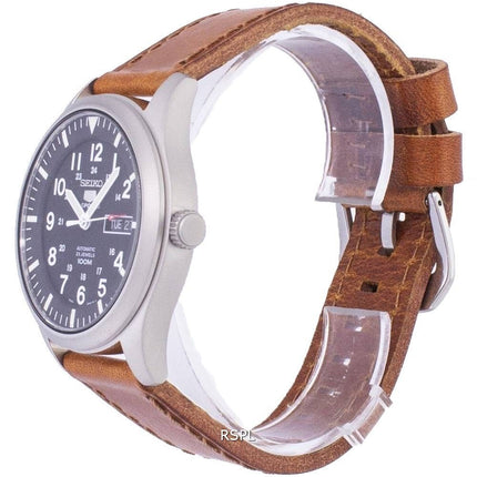 Orologio da uomo Seiko 5 Sports automatico in pelle marrone SNZG15K1-var-LS9 100M ricondizionato