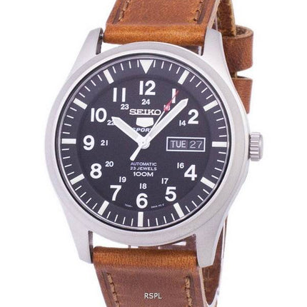 Orologio da uomo Seiko 5 Sports automatico in pelle marrone SNZG15K1-var-LS9 100M ricondizionato