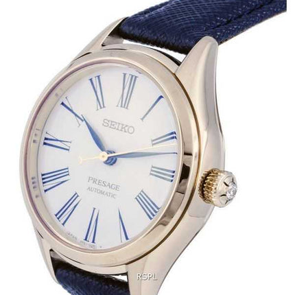 Orologio da donna Seiko Presage in pelle quadrante bianco automatico SPB234 SPB234J1 SPB234J