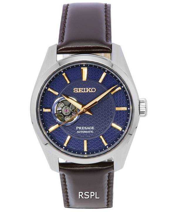 Orologio da uomo Seiko Presage Sharp Edged blu notte a cuore aperto quadrante automatico SPB311 SPB311J1 SPB311J 100M da uomo