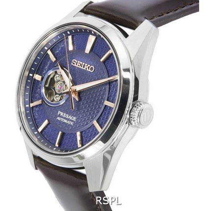 Orologio da uomo Seiko Presage Sharp Edged blu notte a cuore aperto quadrante automatico SPB311 SPB311J1 SPB311J 100M da uomo