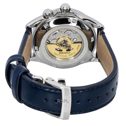 Orologio da uomo Seiko Prospex Alpinist GMT con cinturino in pelle e quadrante blu automatico SPB377J1 200M