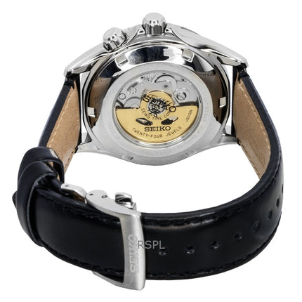 Orologio da uomo Seiko Prospex Alpinist GMT con cinturino in pelle e quadrante nero, automatico SPB379J1, 200 m