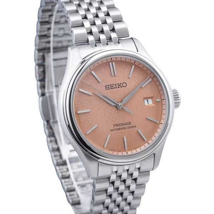 Orologio da uomo Seiko Presage Classic Araigaki in acciaio inossidabile con quadrante arancione automatico SPB467J1 100M