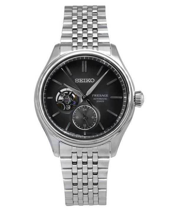 Orologio da uomo Seiko Presage Classic Sumi-iro in acciaio inossidabile con quadrante nero automatico SPB471J1 100M