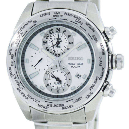 Orologio da uomo Seiko Premier World Time Alarm al quarzo SPL029 SPL029P1 SPL029P