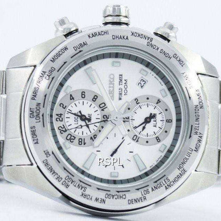 Orologio da uomo Seiko Premier World Time Alarm al quarzo SPL029 SPL029P1 SPL029P