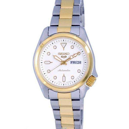 Orologio da donna Seiko 5 sport bicolore in acciaio inossidabile quadrante bianco automatico SRE004 SRE004K1 SRE004K 100M orolog