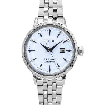 Orologio da donna Seiko Presage Cocktail Time Paracadutismo con accenti di diamanti quadrante blu automatico SRE007J1