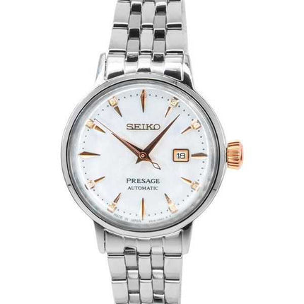 Orologio da donna Seiko Presage Cocktail Time Clover Club Diamond Accents quadrante bianco automatico SRE009J1
