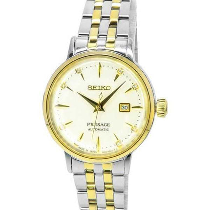 Seiko Presage Cocktail Time White Lady Diamond Accents Orologio da donna automatico SRE010J1 con quadrante in oro