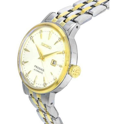 Seiko Presage Cocktail Time White Lady Diamond Accents Orologio da donna automatico SRE010J1 con quadrante in oro