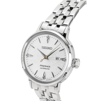 Orologio da donna Seiko Presage Cocktail con diamanti e quadrante in acciaio inossidabile e quadrante argentato, automatico SRE017J1