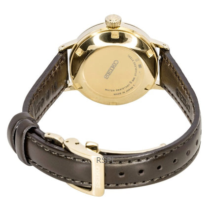 Orologio da donna Seiko Presage Cocktail con dettagli in diamanti e cinturino in pelle automatico SRE020J1