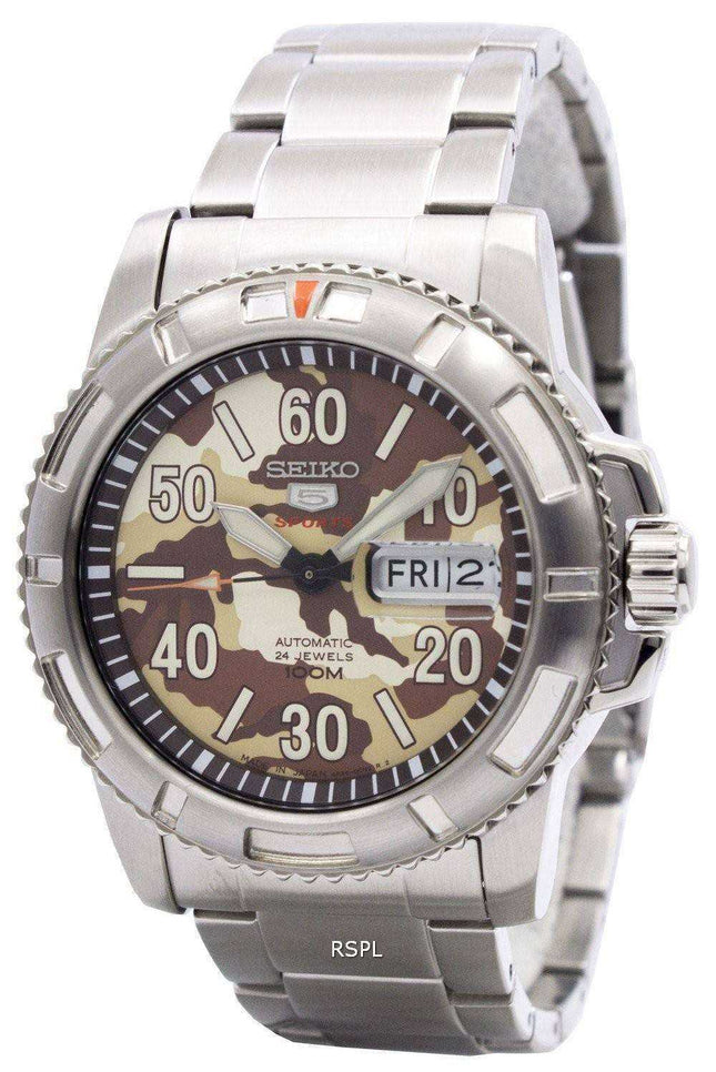 Orologio da uomo Seiko 5 Sports Automatic 24 Jewels Camouflage Japan Made SRP221 SRP221J1 SRP221J Uomo