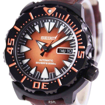 Orologio da uomo automatico Seiko 5 Sports Diver's 200M Ratio in pelle marrone SRP311K1-LS3