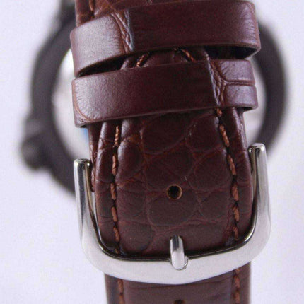 Orologio da uomo automatico Seiko 5 Sports Diver's 200M Ratio in pelle marrone SRP311K1-LS3