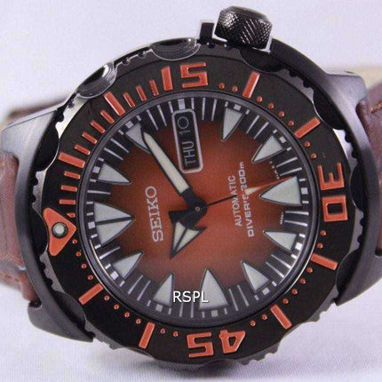 Orologio da uomo automatico Seiko 5 Sports Diver's 200M Ratio in pelle marrone SRP311K1-LS3