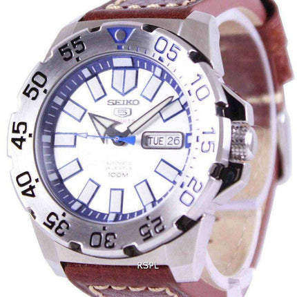 Orologio da uomo automatico Seiko 5 Sports Ratio in pelle marrone SRP481K1-LS1