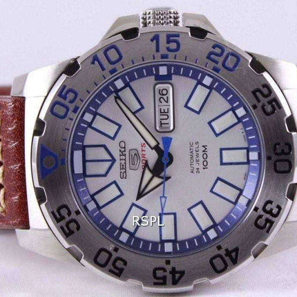 Orologio da uomo automatico Seiko 5 Sports Ratio in pelle marrone SRP481K1-LS1