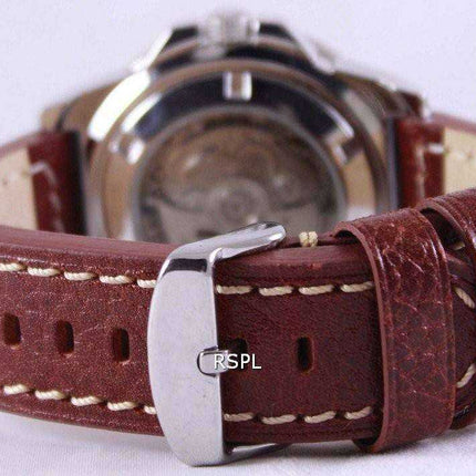 Orologio da uomo automatico Seiko 5 Sports Ratio in pelle marrone SRP481K1-LS1