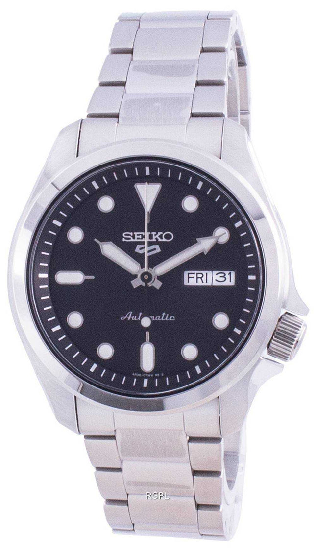 Orologio da uomo automatico Seiko 5 con quadrante nero SRPE55 SRPE55K1 SRPE55K 100M
