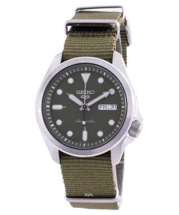 Orologio da uomo automatico Seiko 5 con quadrante verde con cinturino in nylon SRPE65 SRPE65K1 SRPE65K 100M