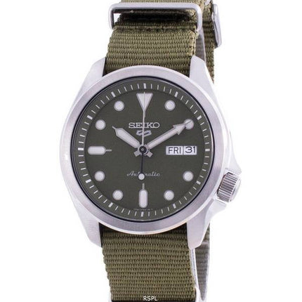 Orologio da uomo Seiko 5 Sports ricondizionato con quadrante verde e cinturino in nylon automatico SRPE65 SRPE65K1 SRPE65K 100M