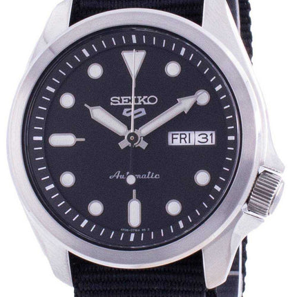 Orologio da uomo automatico Seiko 5 con quadrante nero con cinturino in nylon SRPE67 SRPE67K1 SRPE67K 100M